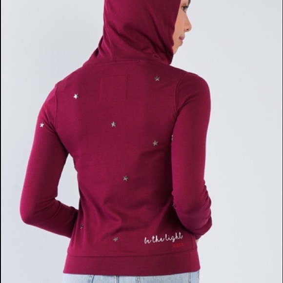 PLUM "Be The Light" STAR STUDDED ZIP FRONT HOODIE - Picture 2 of 5